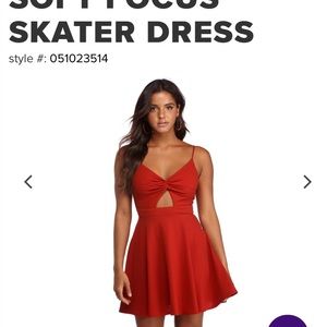 Red short skater dress